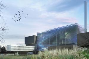 An artists impression of SITA UKs EfW incinerator at Great Blakenham, Suffolk